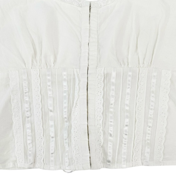 With Jean Adeline White Lace Scoop Neck Sleeveless Lightweight Cotton Corset Top - Picture 6 of 11